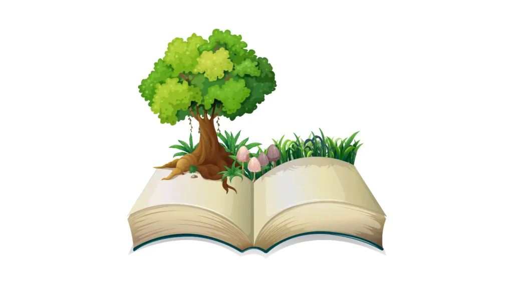 Un livre avec un arbre - utiliser le storytelling en redaction web